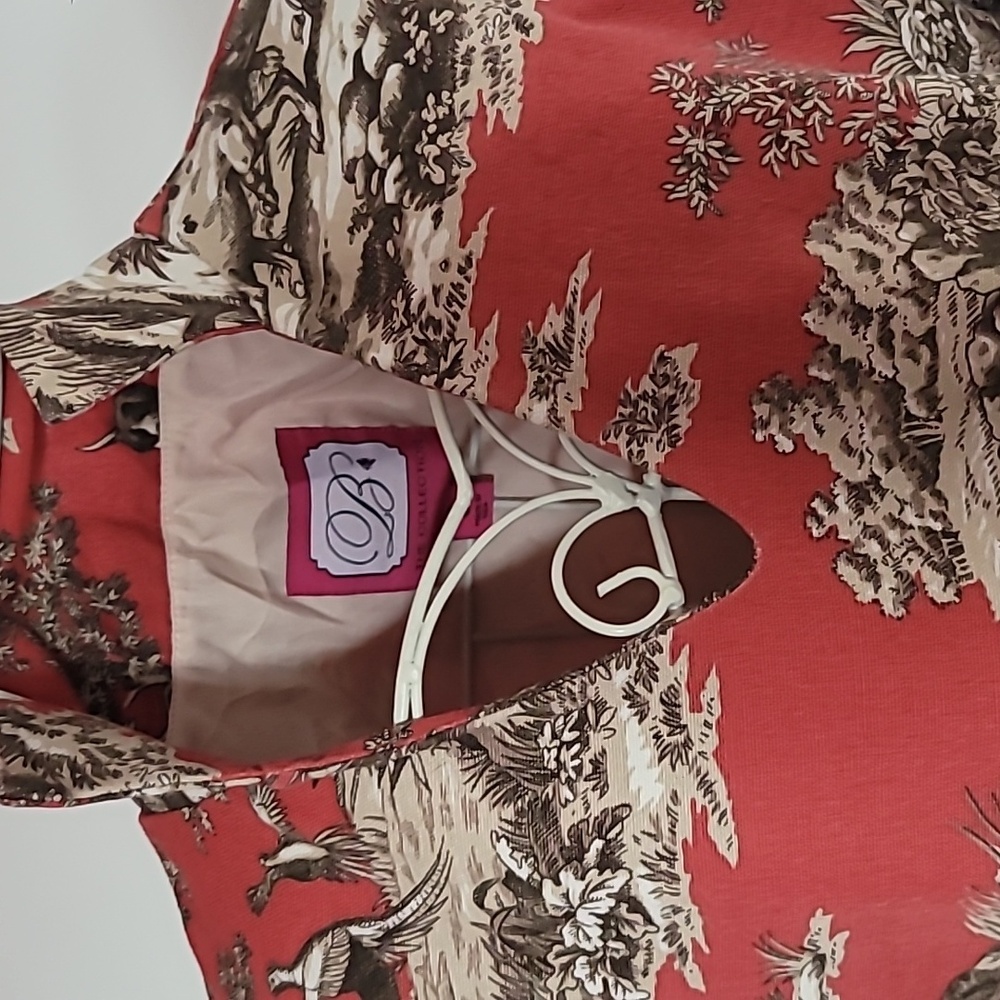 B THE COLLECTION Bird Dogs  and Pheasants Print 100% Cotton Tunic Size S - Picture 5 of 6